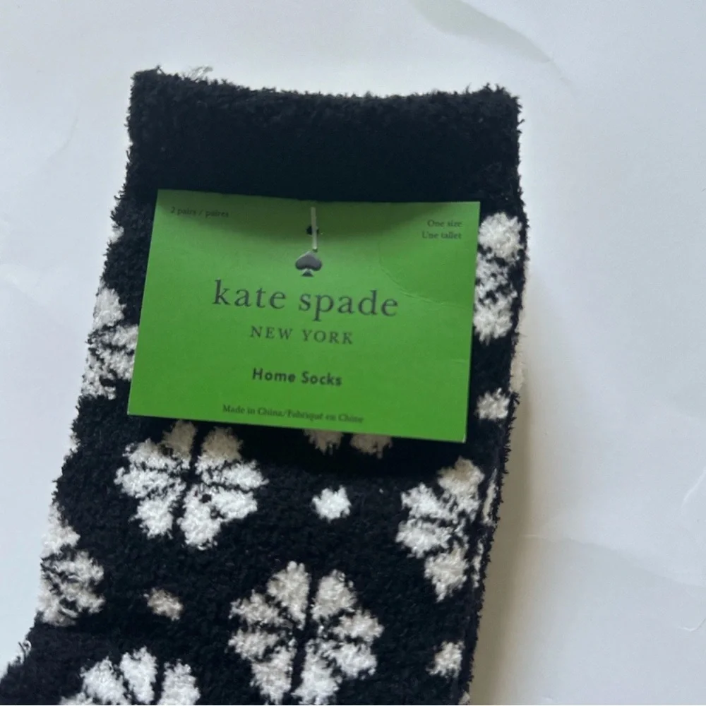 kate spade Black & White Floral Crew Socks